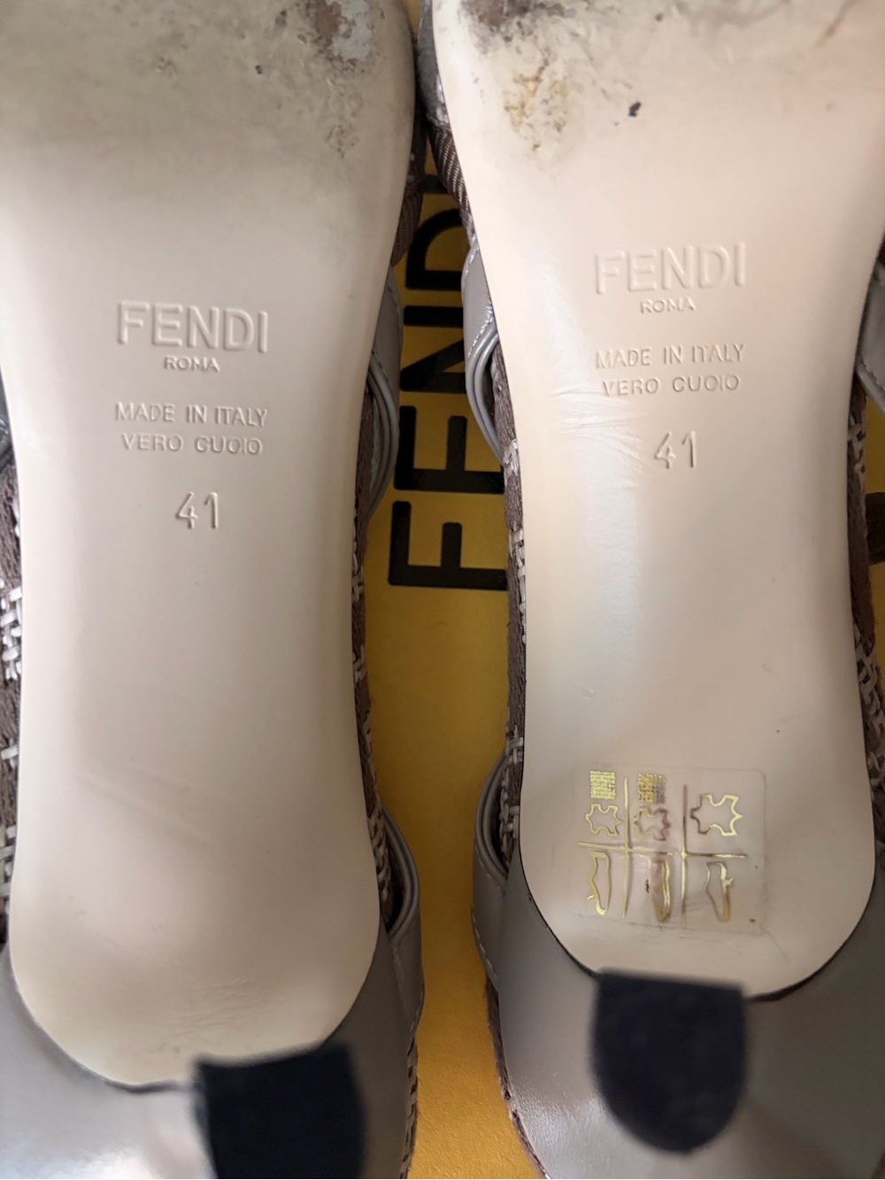 Fendi Colibri Taupe Monogram Pointed Slingback Heels - Picture 9 of 16
